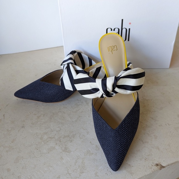 Cabi Yellow Blue Kitten Heel Mule Style Shoes Size 7 - 7.5 Cabi Style 6022 - Picture 3 of 9